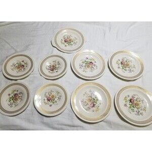 Royal China Inc Warranted 22K Gold Plates with Flowers Vintage